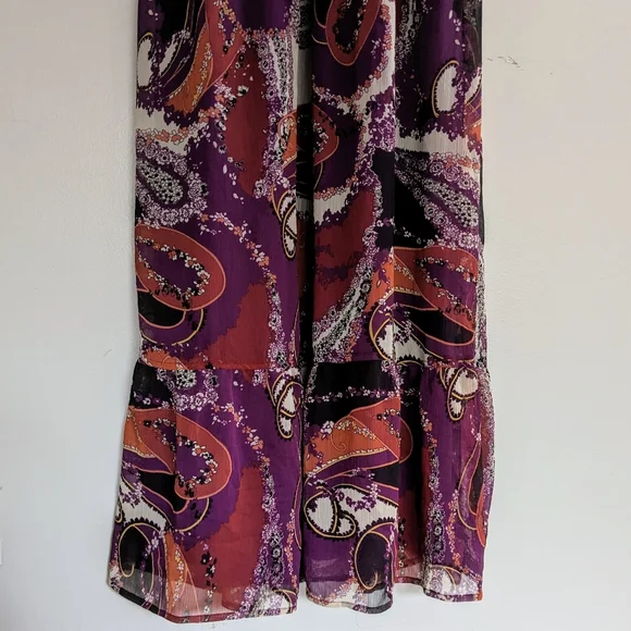 Paisley Bustier Maxi Dress, Plum purple and reds, Women's Size Medium - Picture 7 of 10